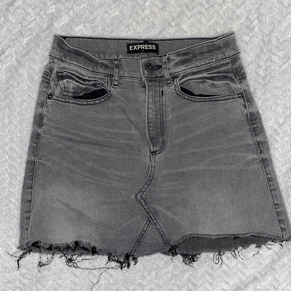 Black high waisted denim skirt